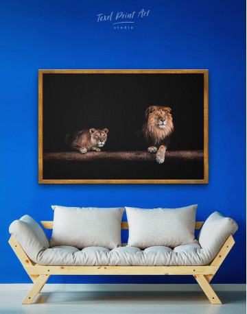 Framed Lions Family Canvas Wall Art - image 4