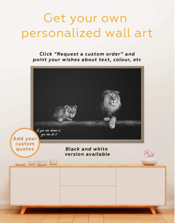 Framed Lions Family Canvas Wall Art - image 1
