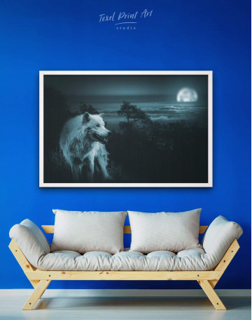 Framed Wolf in Forest Canvas Wall Art - image 1