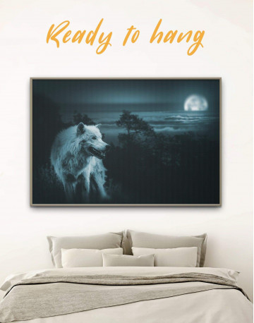 Framed Wolf in Forest Canvas Wall Art