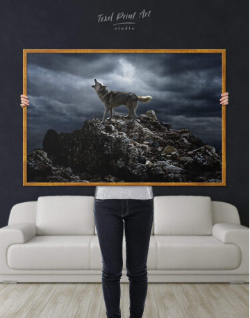 Framed Lonely Wolf Canvas Wall Art - image 4