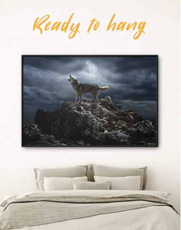Framed Lonely Wolf Canvas Wall Art