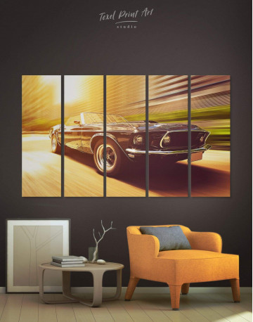 5 Panels Retro Ford Mustang Canvas Wall Art