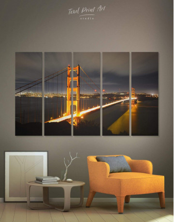 5 Panels Golden Gate Bridge San Francisco Canvas Wall Art