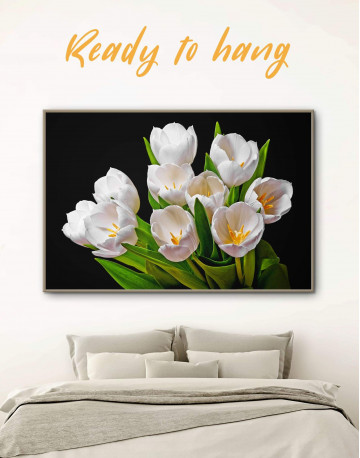 Framed White Tulips Canvas Wall Art