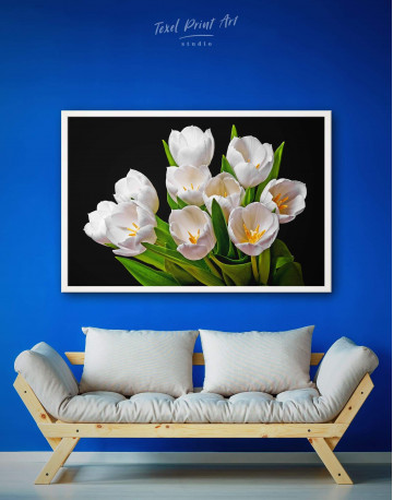 Framed White Tulips Canvas Wall Art - image 1