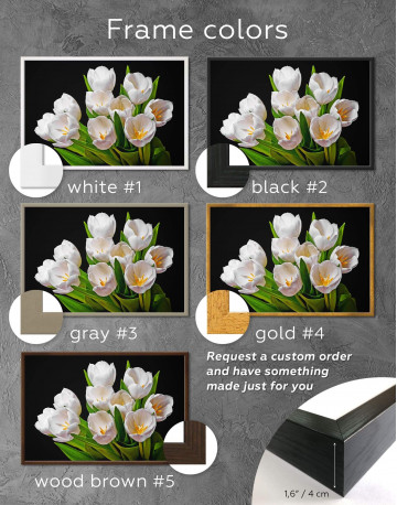 Framed White Tulips Canvas Wall Art - image 3
