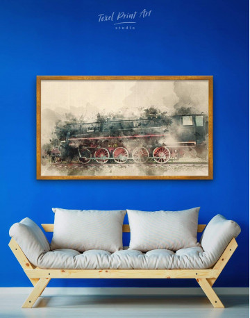 Framed Watercolor Locomotive Canvas Wall Art - image 4