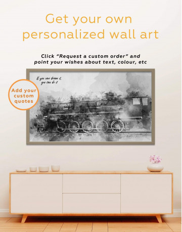 Framed Watercolor Locomotive Canvas Wall Art - image 1