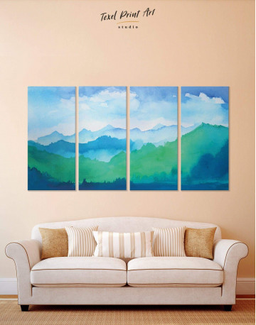 4 Pieces Watercolor Abstract Mountains Canvas Wall Art