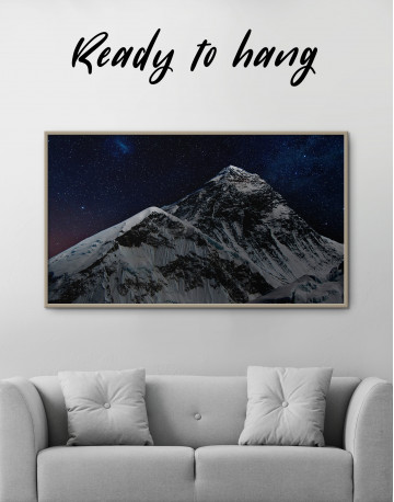 Framed Rocky Mountain Landscape at Night Canvas Wall Art - image 4