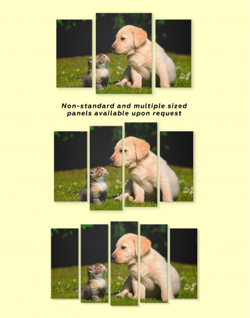 Puppy Labrador with Kitten Canvas Wall Art - image 3