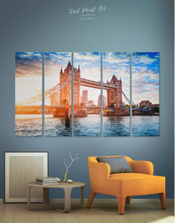 5 Panels London Tower Bridge Canvas Wall Art