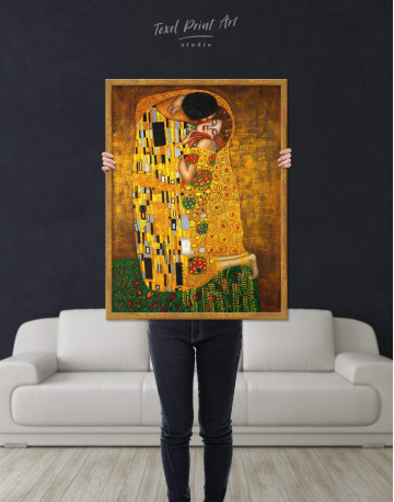 Framed The Kiss by Gustav Klimt Canvas Wall Art - image 2