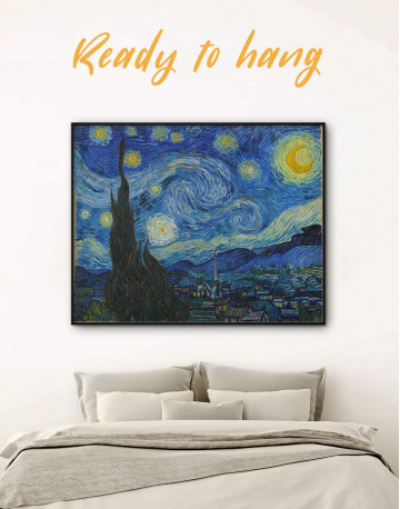 Framed Starry Night Van Gogh Canvas Wall Art
