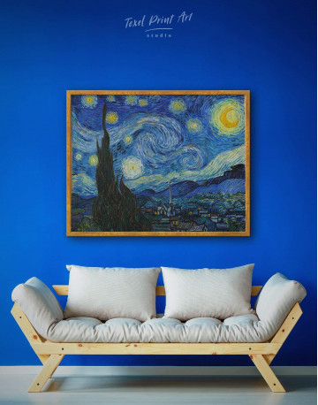 Framed Starry Night Van Gogh Canvas Wall Art - image 4