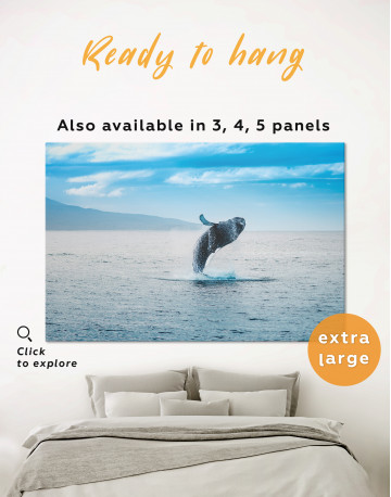 Jumping Whale in Ocean Canvas Wall Art