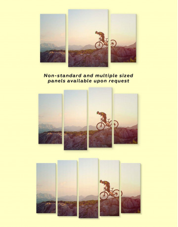 5 Panels Mountain Cyclist Canvas Wall Art - image 2