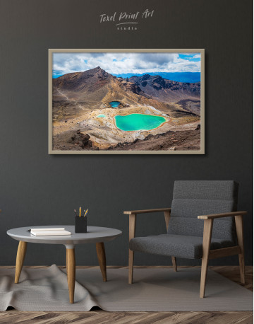 Framed Mountain Emerald Lakes Tongariro Landscape Canvas Wall Art