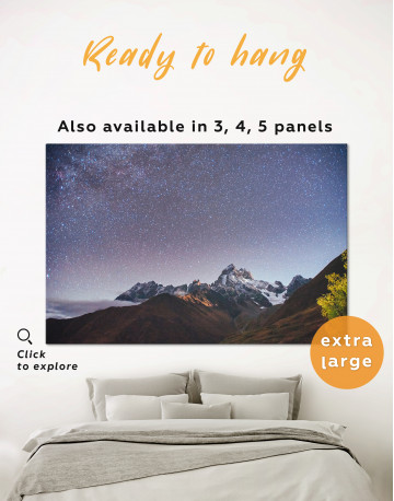 Mountain Landscape with Starry Sky Canvas Wall Art