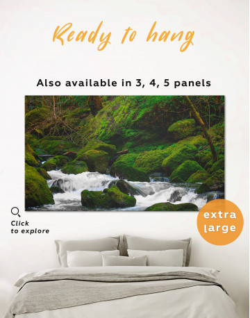 Mountain River in Forest Canvas Wall Art
