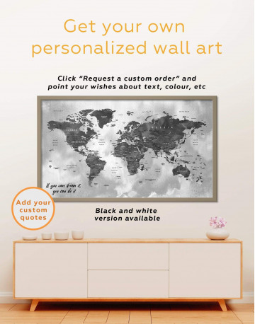 Framed Brown Push Pin World Canvas Wall Art - image 5