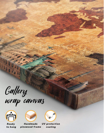 5 Pieces Ancient Style World Map Canvas Wall Art - image 1