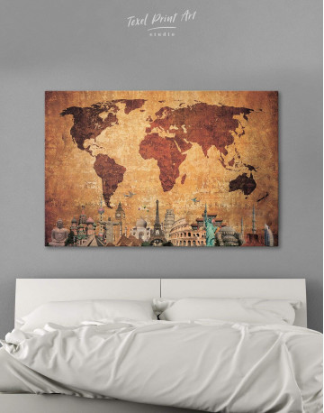 Ancient Style World Map Canvas Wall Art - image 1