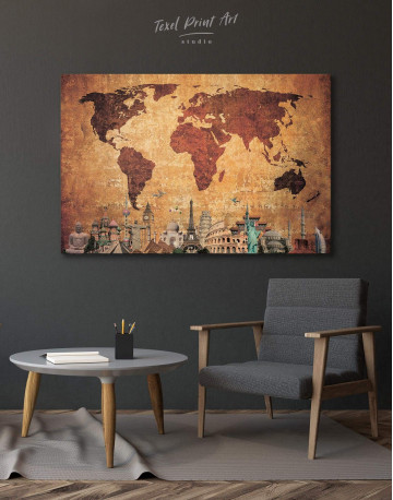 Ancient Style World Map Canvas Wall Art - image 5