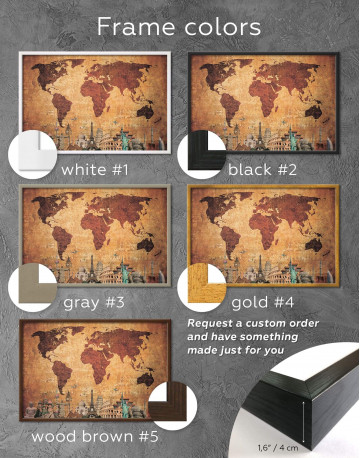 Framed Ancient Style World Map Canvas Wall Art - image 3