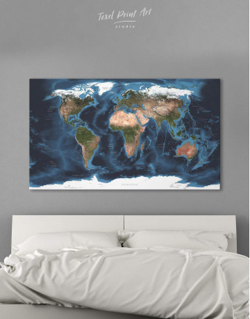 Physical Map of the World Canvas Wall Art - image 3