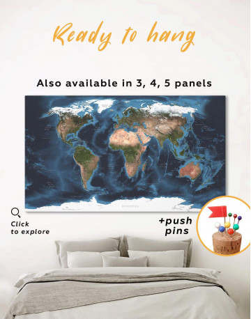 Physical Map of the World Canvas Wall Art