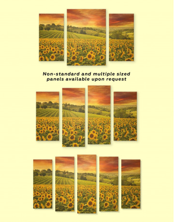 5 Panels Beautiful Sunflower Field Canvas Wall Art - image 3