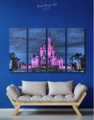 4 Panels Disney Castle Canvas Wall Art