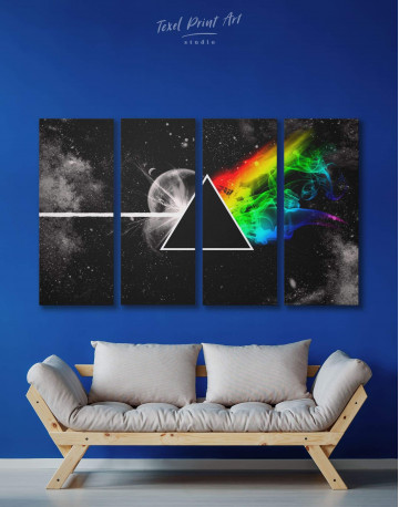 4 Panels Pink Floyd Dark Side of the Moon Canvas Wall Art