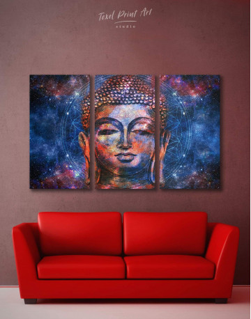 3 Panels Space Buddha Canvas Wall Art