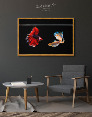 Framed Siamese Fighting Fishes Betta Canvas Wall Art - image 2