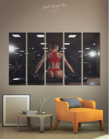 5 Panels Fitness Girl Canvas Wall Art