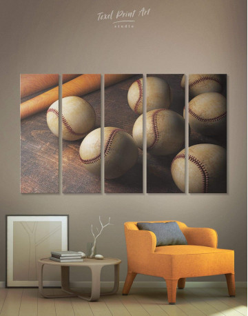 5 Panels Baseball Theme Canvas Wall Art