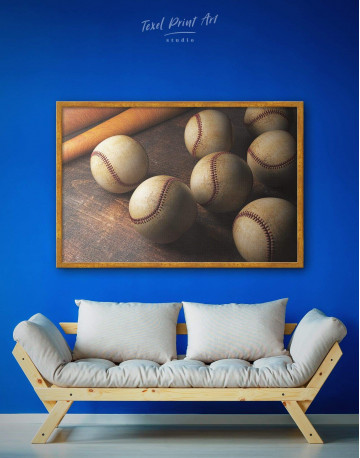Framed Baseball Theme Canvas Wall Art