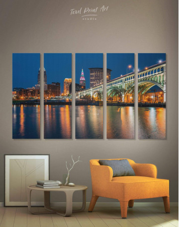 5 Pieces Cleveland Skyline Canvas Wall Art