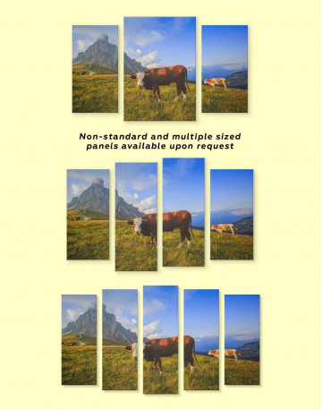 5 Panels Cows on Pasture Canvas Wall Art - image 3