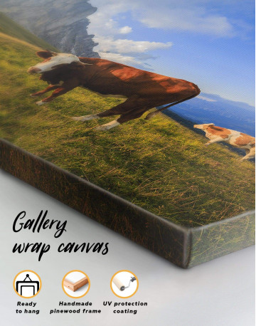 5 Panels Cows on Pasture Canvas Wall Art - image 1