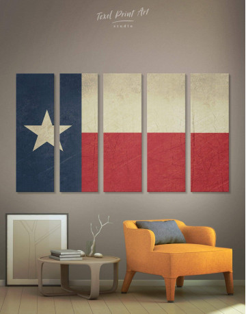 5 Pieces Texas Flag Canvas Wall Art