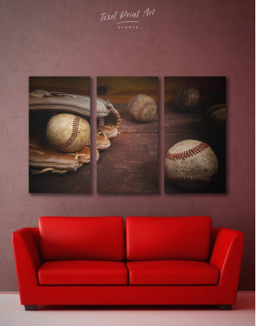 3 Panels Baseball Game Canvas Wall Art
