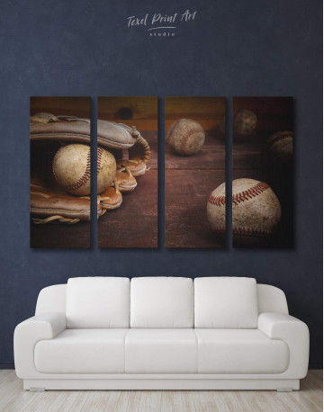 4 Panels Baseball Game Canvas Wall Art
