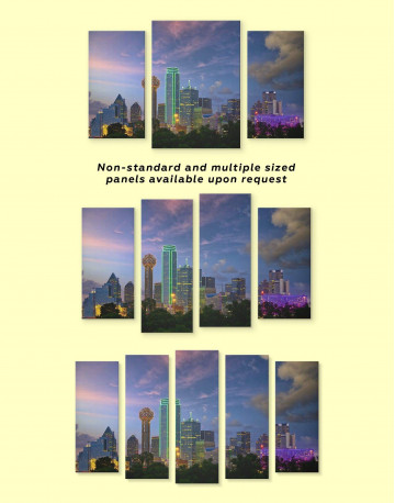 5 Panels Dallas Skyline Canvas Wall Art - image 3