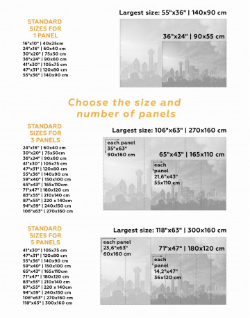 5 Panels Dallas Skyline Canvas Wall Art - image 2