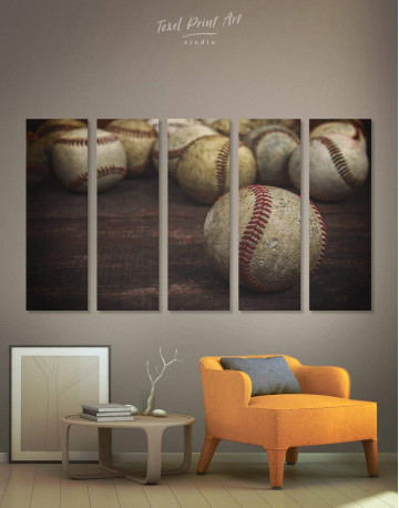5 Panels Baseball Inspirational Canvas Wall Art