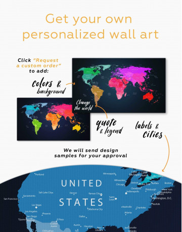 Multicolor Push Pin World Map Canvas Wall Art - image 3